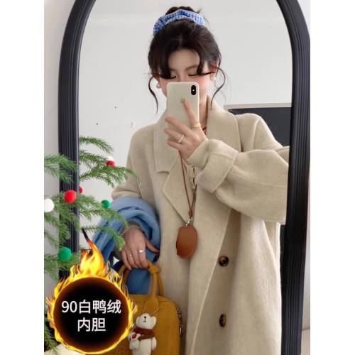 黑色羽絨服內膽呢子大衣女中長款2025新款冬季寬松毛呢外套小個子 黑色羽絨服內膽呢子大衣女中長款2025新款冬季寬松毛呢外套小個子