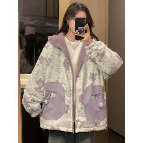 兩面穿羊羔毛外套女秋冬季加絨加厚夾克2025新款初中學生大童棉服 兩面穿羊羔毛外套女秋冬季加絨加厚夾克2025新款初中學生大童棉服