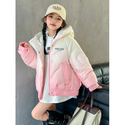 女大童漸變色白鴨絨羽絨服冬季2025新款洋氣女孩短款加厚冬裝外套 女大童漸變色白鴨絨羽絨服冬季2025新款洋氣女孩短款加厚冬裝外套