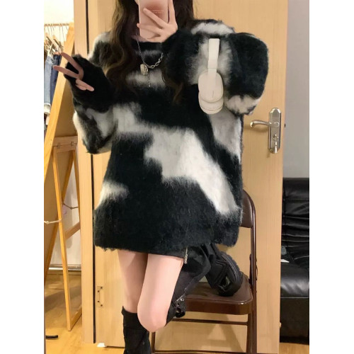 古著vintage毛衣女秋冬季小衆設計感日系復古慵嬾風條紋針織上衣