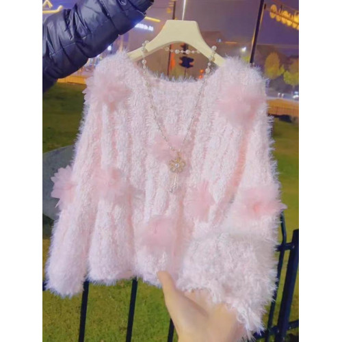 秋冬新款重工釘珠蝴蝶結設計感毛衣女內搭短款溫柔風針織衫上衣潮