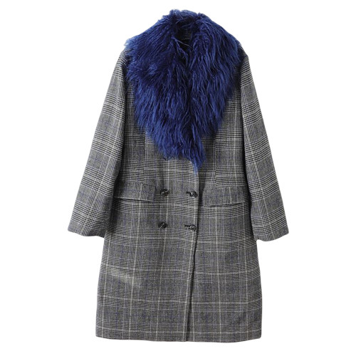 諾諾E站【GS】冬裝 女式雙排口毛呢外套毛領可拆休閒長款外套 諾諾E站【GS】冬裝 女式雙排口毛呢外套毛領可拆休閒長款外套