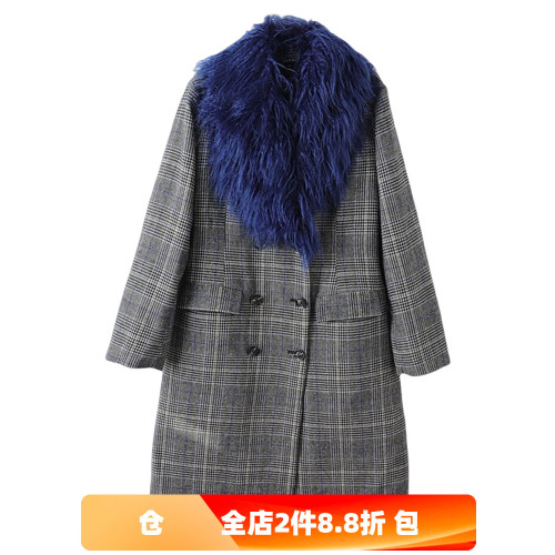 諾諾E站【GS】冬裝 女式雙排口毛呢外套毛領可拆休閒長款外套 諾諾E站【GS】冬裝 女式雙排口毛呢外套毛領可拆休閒長款外套