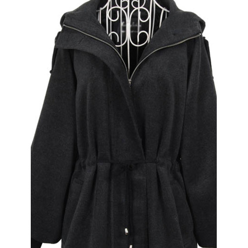 呢子大衣女中長款韓版加大碼女裝秋冬赫本風連帽厚綿羊絨毛呢外套