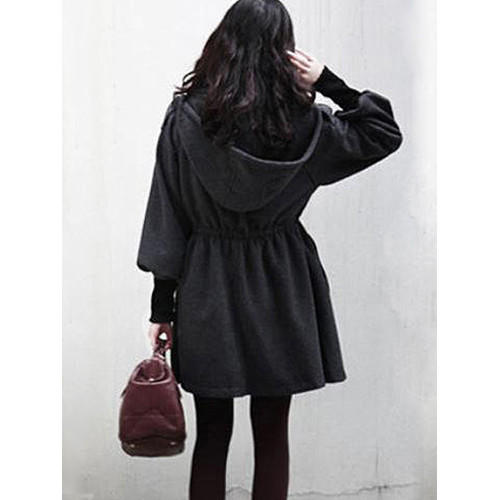 呢子大衣女中長款韓版加大碼女裝秋冬赫本風連帽厚綿羊絨毛呢外套