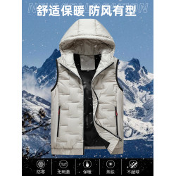 羽絨馬甲男士秋冬季2025新款工裝加厚輕薄連帽棉馬夾坎肩背心外套