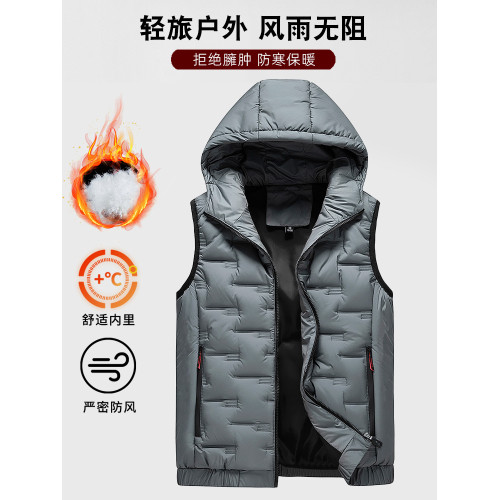 羽絨馬甲男士秋冬季2025新款工裝加厚輕薄連帽棉馬夾坎肩背心外套