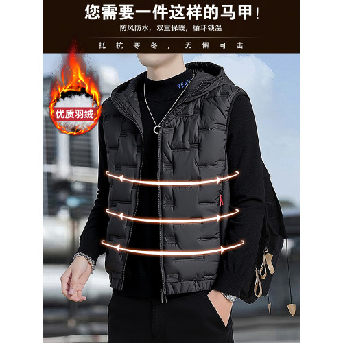 羽絨馬甲男士秋冬季2025新款工裝加厚輕薄連帽棉馬夾坎肩背心外套