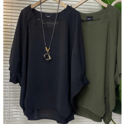 胖妹妹夏季休閒時尚洋氣大衫女韓版大碼遮肉減齡蝴蝶袖純色懶人衫