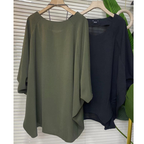 胖妹妹夏季休閒時尚洋氣大衫女韓版大碼遮肉減齡蝴蝶袖純色懶人衫 胖妹妹夏季休閒時尚洋氣大衫女韓版大碼遮肉減齡蝴蝶袖純色懶人衫