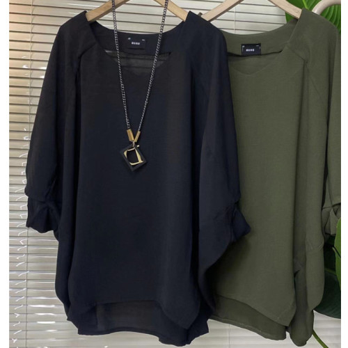 胖妹妹夏季休閒時尚洋氣大衫女韓版大碼遮肉減齡蝴蝶袖純色懶人衫 胖妹妹夏季休閒時尚洋氣大衫女韓版大碼遮肉減齡蝴蝶袖純色懶人衫