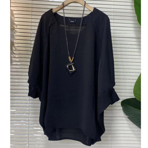 胖妹妹夏季休閒時尚洋氣大衫女韓版大碼遮肉減齡蝴蝶袖純色懶人衫 胖妹妹夏季休閒時尚洋氣大衫女韓版大碼遮肉減齡蝴蝶袖純色懶人衫