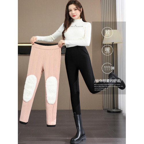 蠶絲棉褲女冬季加絨加厚外穿高腰大碼特厚護膝保暖打底褲顯瘦小腳