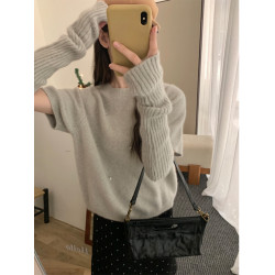 高級感釘珠軟糯可拆卸袖套毛衣女慵嬾溫柔珍珠針織衫打底上衣冬季