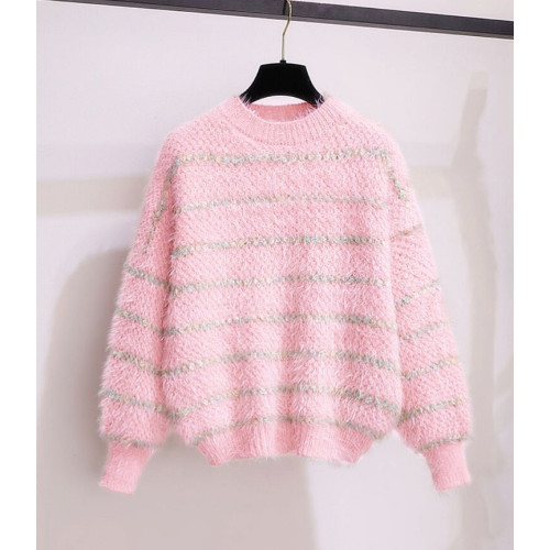 水貂絨毛衣女韓版外穿慵嬾風冬季套頭上衣短款加厚洋氣針織打底衫