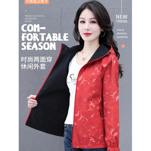短外套女士春秋季薄2025年新款爆早秋裝沖鋒衣媽媽兩面穿夾克上衣 短外套女士春秋季薄2025年新款爆早秋裝沖鋒衣媽媽兩面穿夾克上衣