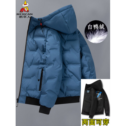 稻草人羽絨服男士冬季2025新款連帽雙面穿短款外套白鴨絨加厚上衣 稻草人羽絨服男士冬季2025新款連帽雙面穿短款外套白鴨絨加厚上衣