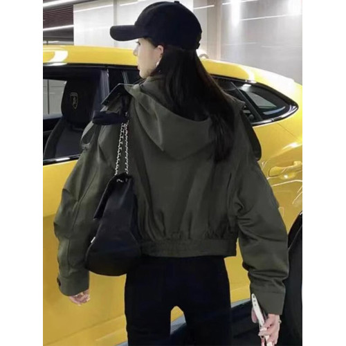 軍綠色小個子短款風衣外套女春秋2025女士夾克上衣超酷炸街沖鋒衣 軍綠色小個子短款風衣外套女春秋2025女士夾克上衣超酷炸街沖鋒衣