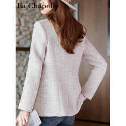 拉夏貝爾春秋新款法式小香風粗花呢西裝外套女高級感女神範小西服