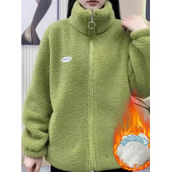 短外套女加厚一體絨秋冬季新款減齡洋氣加絨顆粒絨保暖羊羔毛上衣