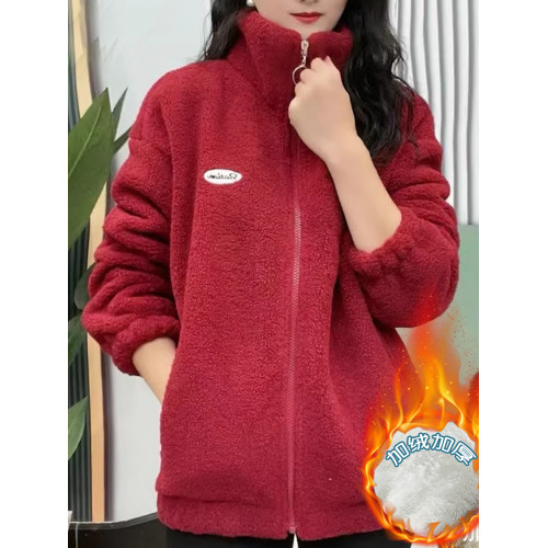 短外套女加厚一體絨秋冬季新款減齡洋氣加絨顆粒絨保暖羊羔毛上衣 短外套女加厚一體絨秋冬季新款減齡洋氣加絨顆粒絨保暖羊羔毛上衣