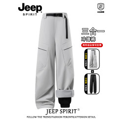 Jeep spirit戶外輕薄羽絨褲男士冬季三合一防寒內膽滑雪褲子男款