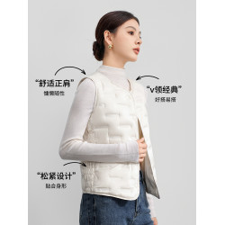 雅鹿2025新款輕薄羽絨馬甲女時尚短款輕暖內膽羽絨內搭白色外套