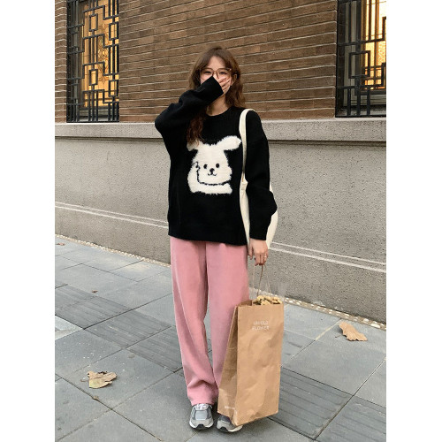 陸小團團毛絨卡通毛衣慵嬾冬季韓系卡通軟糯洋氣小衆設計感上衣女