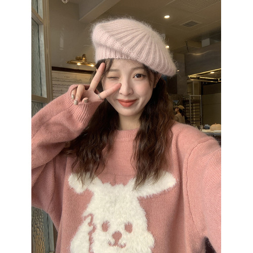 陸小團團毛絨卡通毛衣慵嬾冬季韓系卡通軟糯洋氣小衆設計感上衣女