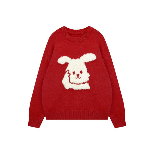 陸小團團毛絨卡通毛衣慵嬾冬季韓系卡通軟糯洋氣小衆設計感上衣女