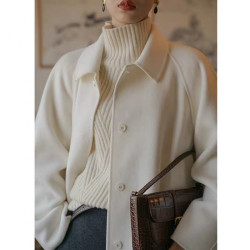 白色高領絞花毛衣2025新款女秋冬溫柔軟糯慵懶高級感奶fufu針織衫