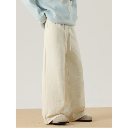 BWKA米白色夾棉山本棉褲女男冬季cleanfit慵懶風加厚保暖濶腿褲子 BWKA米白色夾棉山本棉褲女男冬季cleanfit慵懶風加厚保暖濶腿褲子