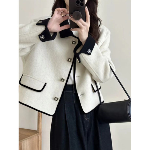 灰色小香風毛呢外套女短款翻領2025秋冬新款小個子高級感開衫上衣 灰色小香風毛呢外套女短款翻領2025秋冬新款小個子高級感開衫上衣