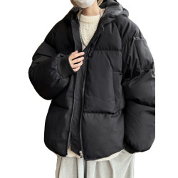 潮牌cityboy國潮寬松羽絨服男連帽加厚純色百搭學生麵包棉服大碼