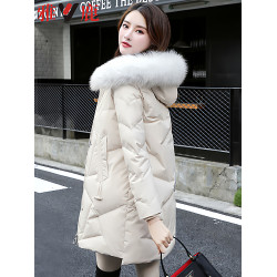 雅鹿官方旗艦店羽絨服女中長款白鴨絨高級時尚氣質加厚外套真毛領