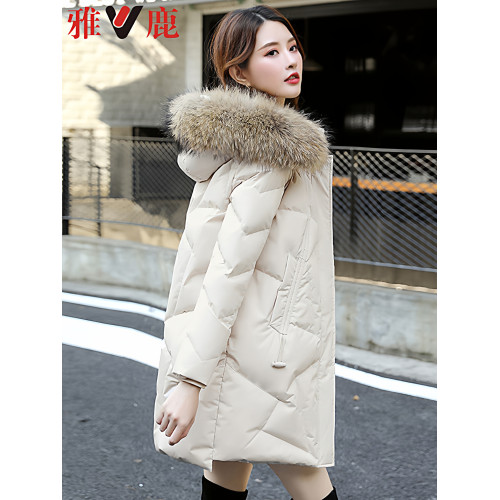 雅鹿官方旗艦店羽絨服女中長款白鴨絨高級時尚氣質加厚外套真毛領 雅鹿官方旗艦店羽絨服女中長款白鴨絨高級時尚氣質加厚外套真毛領
