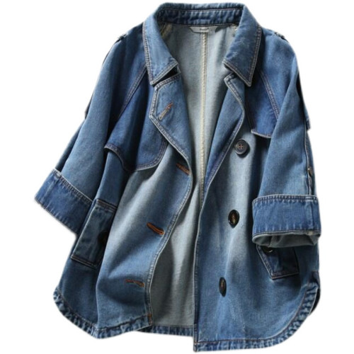 品牌專櫃撤櫃女裝原單日系輕奢牛仔外套休閒氣質插肩夾克上衣 品牌專櫃撤櫃女裝原單日系輕奢牛仔外套休閒氣質插肩夾克上衣