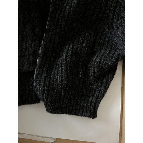 穿上超暖和！高領拉鍊黑色毛衣韓系復古高級感軟糯慵懶風針織上衣