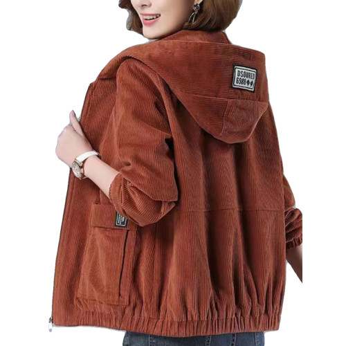 燈芯絨短款外套女春秋韓版寬松2023新款大碼連帽休閒中年媽媽夾克 燈芯絨短款外套女春秋韓版寬松2023新款大碼連帽休閒中年媽媽夾克