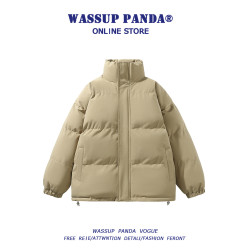 WASSUP PANDA純色立領羽絨服男冬季加厚棉襖麵包服情侶棉服外套