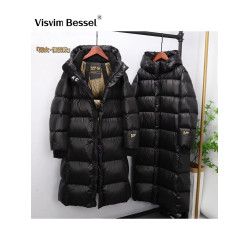 高級黑金鵞絨羽絨服2025冬季過膝長款東北超厚保暖極寒服男女同款