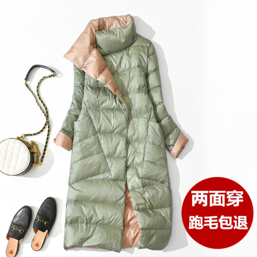 冬兩面穿輕薄羽絨服女中長款過膝白鴨絨反季大碼媽媽中老年雙面穿 冬兩面穿輕薄羽絨服女中長款過膝白鴨絨反季大碼媽媽中老年雙面穿