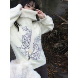 秋冬慵懶風白色高領毛衣女學生韓版寬松百搭顯瘦針織衫上衣軟糯糯