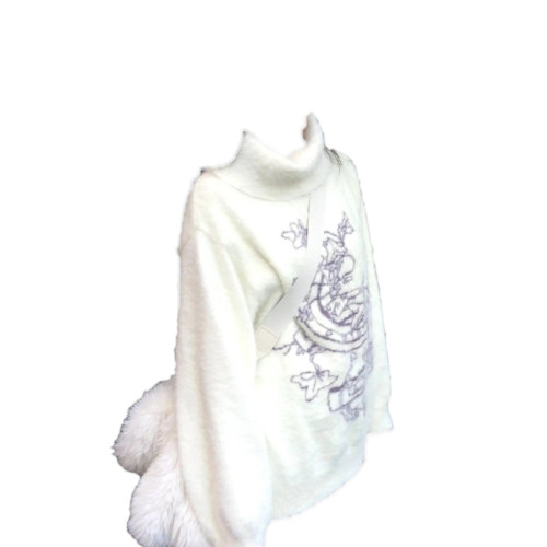 秋冬慵懶風白色高領毛衣女學生韓版寬松百搭顯瘦針織衫上衣軟糯糯