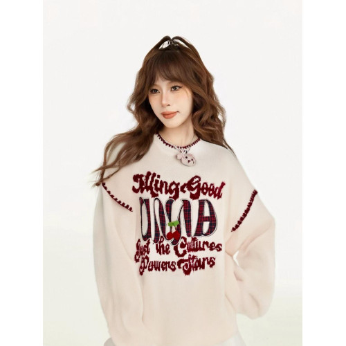 聖誕美式套頭毛衣女秋冬冬季寬鬆慵嬾風加厚外穿水貂絨設計感小衆