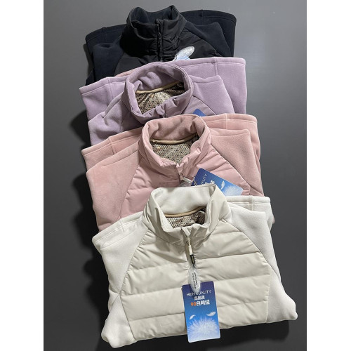 lulu秋冬季立領拼接羽絨服女2024新款加厚保暖搖粒絨外套 lulu秋冬季立領拼接羽絨服女2024新款加厚保暖搖粒絨外套