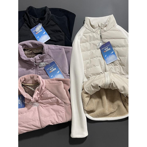 lulu秋冬季立領拼接羽絨服女2024新款加厚保暖搖粒絨外套 lulu秋冬季立領拼接羽絨服女2024新款加厚保暖搖粒絨外套