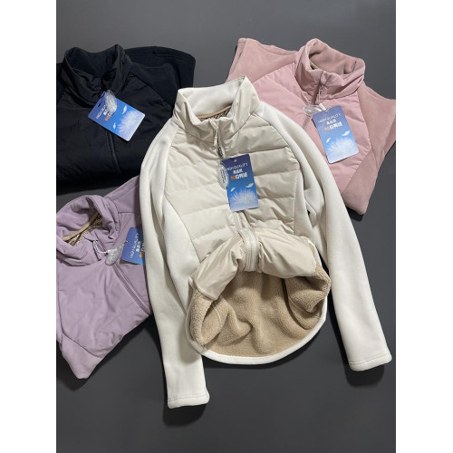 lulu秋冬季立領拼接羽絨服女2024新款加厚保暖搖粒絨外套 lulu秋冬季立領拼接羽絨服女2024新款加厚保暖搖粒絨外套