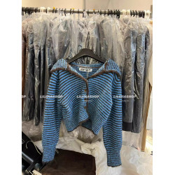 十三行2025秋季新款韓版寬鬆顯瘦復古條紋針織開衫單排釦毛衣外套