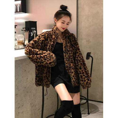 洋氣豹紋皮草毛絨外套女秋冬韓版寬松慵懶加厚保暖大衣羊羔毛棉服 洋氣豹紋皮草毛絨外套女秋冬韓版寬松慵懶加厚保暖大衣羊羔毛棉服